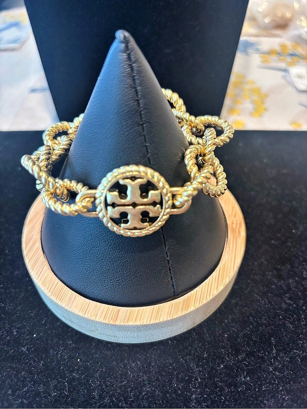 Tory Burch Textured Rope Chain Link Bracelet Gold Like New